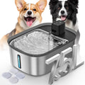 7.5L Stainless Steel Wireless Dog Water Fountain with One Filter Included