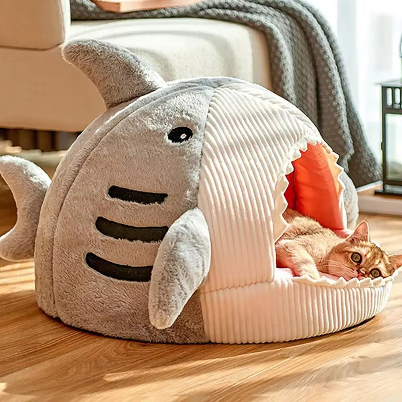 Luxury Plush Shark Pet Bed -Cats or Dogs