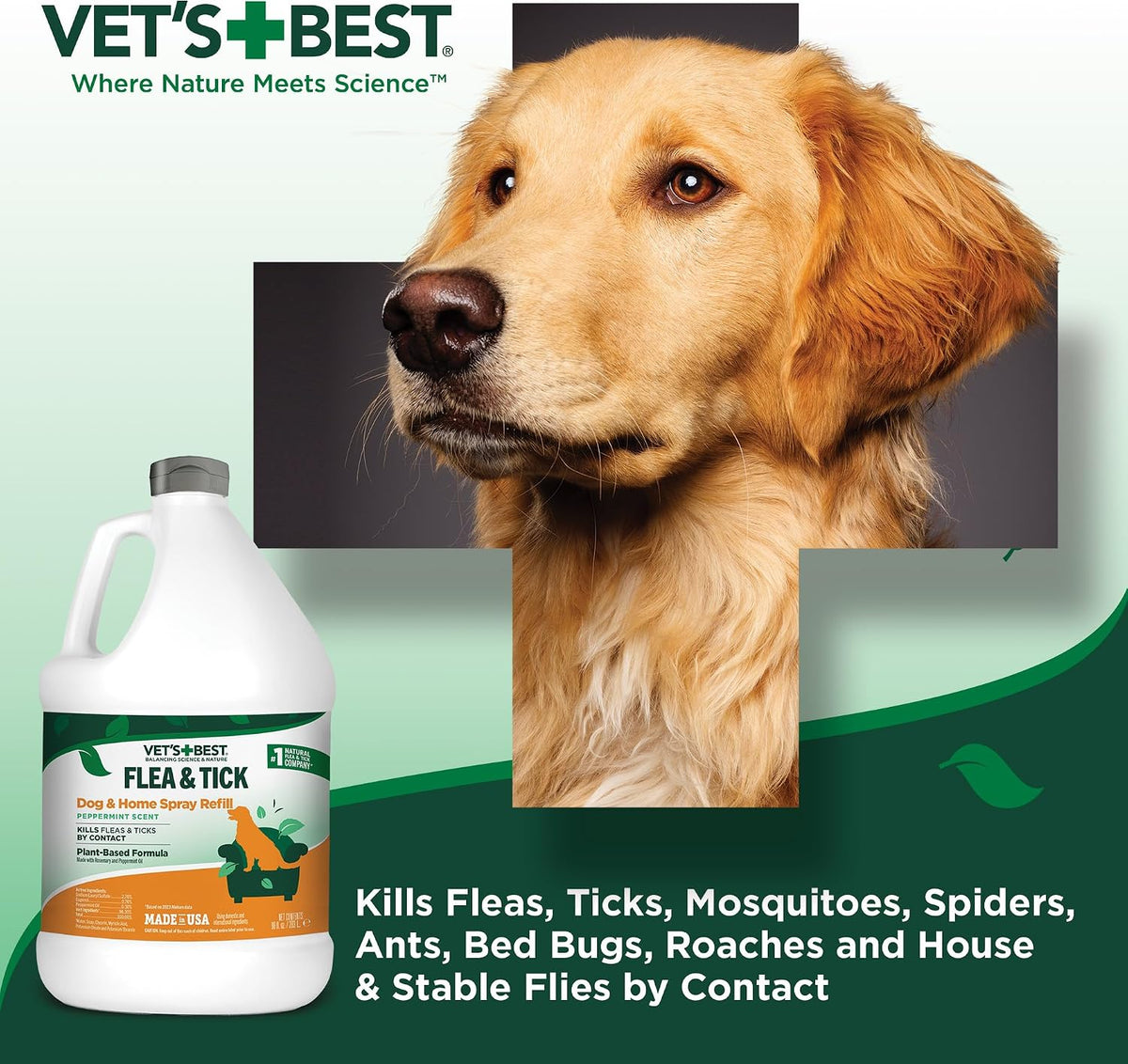 Natural Flea and Tick Indoor Home Spray Refill for Dogs, 96 oz