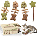 4-Piece Catnip and Natural Gallnut Infused Fish and Star Cat Toy Set - Interactive Chew and Play Experience for Cats