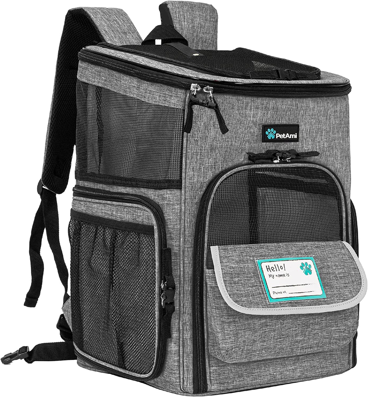 Airline-Approved Dog Backpack Carrier with 4-Way Entry for Cats - Gray