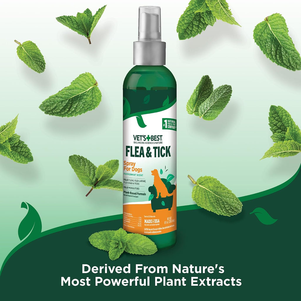 Plant-Based Flea and Tick Spray for Dogs - 8 oz Pest Control Solution