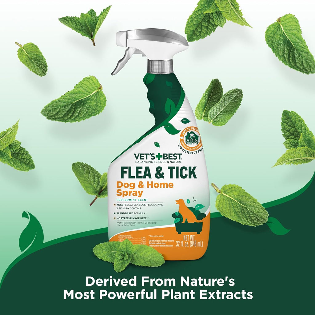 Natural Flea and Tick Indoor Home Spray for Dogs, 32 oz, 2-Pack
