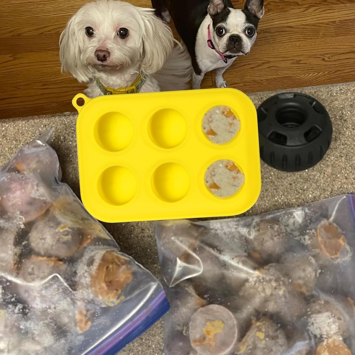 Silicone Dog Treat Molds with 6 Cavities for Small Dogs (10-25 lbs) - Reusable Frozen Popsicle Maker for Homemade Treats