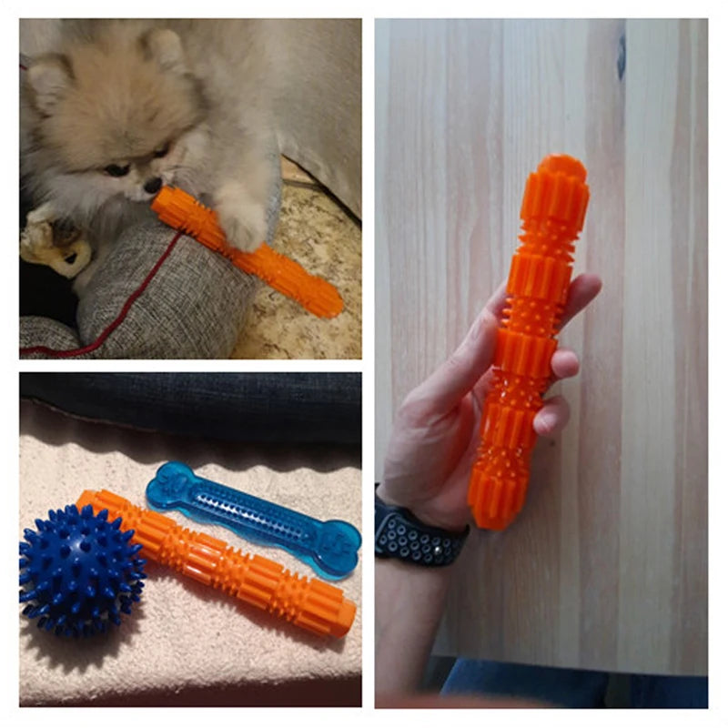 Durable Rubber Dog Chew Toy for Aggressive Chewers - Treat Dispensing and Teeth Cleaning with Squeaking Feature