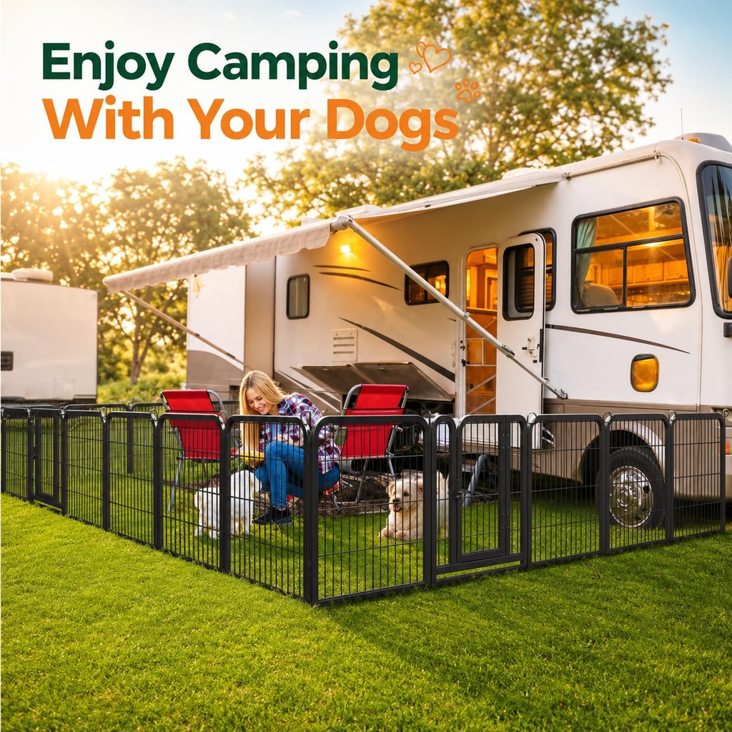 24-Inch Dog Playpen with 16 Panels - Versatile Pet Fence for Indoor, Outdoor, and RV Camping Use