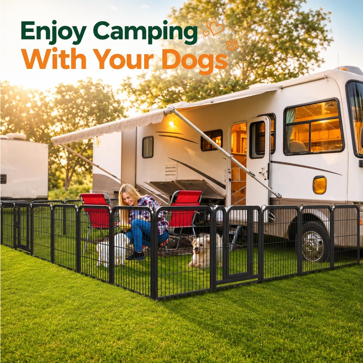24-Inch Dog Playpen with 16 Panels - Versatile Pet Fence for Indoor, Outdoor, and RV Camping Use