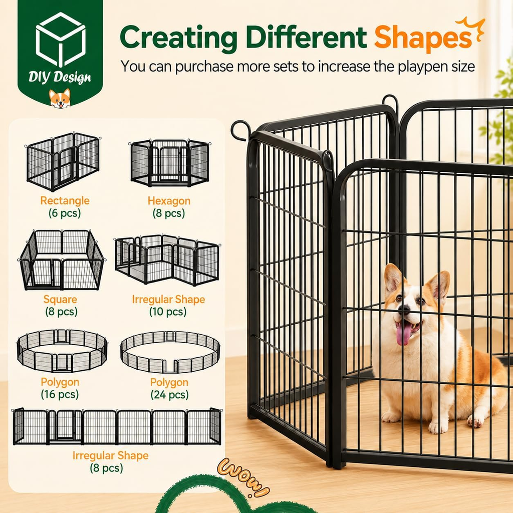 24-Inch Dog Playpen with 16 Panels - Versatile Pet Fence for Indoor, Outdoor, and RV Camping Use