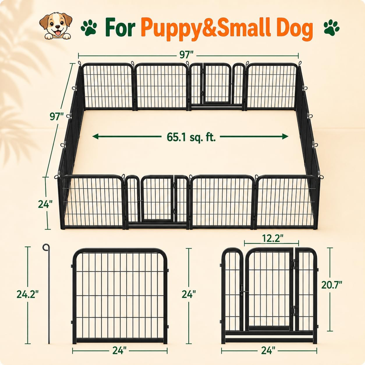 24-Inch Dog Playpen with 16 Panels - Versatile Pet Fence for Indoor, Outdoor, and RV Camping Use