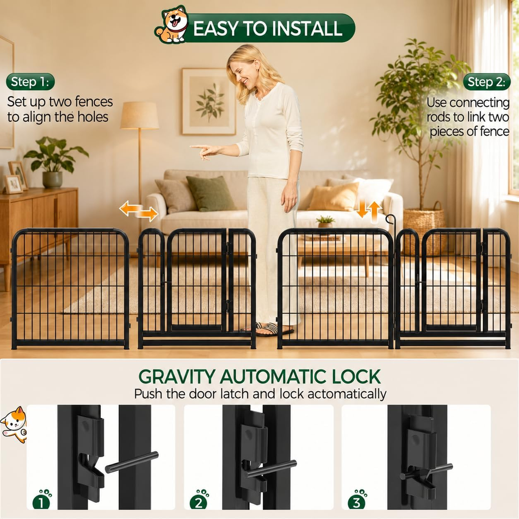 24-Inch Dog Playpen with 16 Panels - Versatile Pet Fence for Indoor, Outdoor, and RV Camping Use