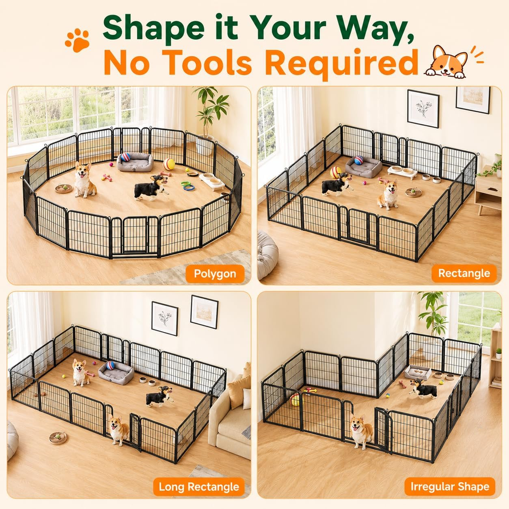 24-Inch Dog Playpen with 16 Panels - Versatile Pet Fence for Indoor, Outdoor, and RV Camping Use
