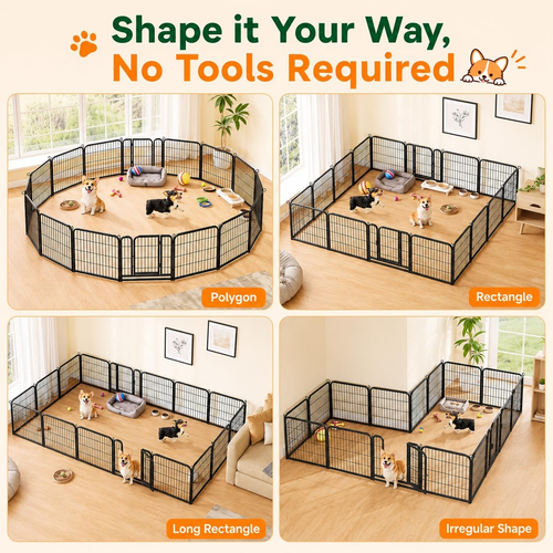 24-Inch Dog Playpen with 16 Panels - Versatile Pet Fence for Indoor, Outdoor, and RV Camping Use
