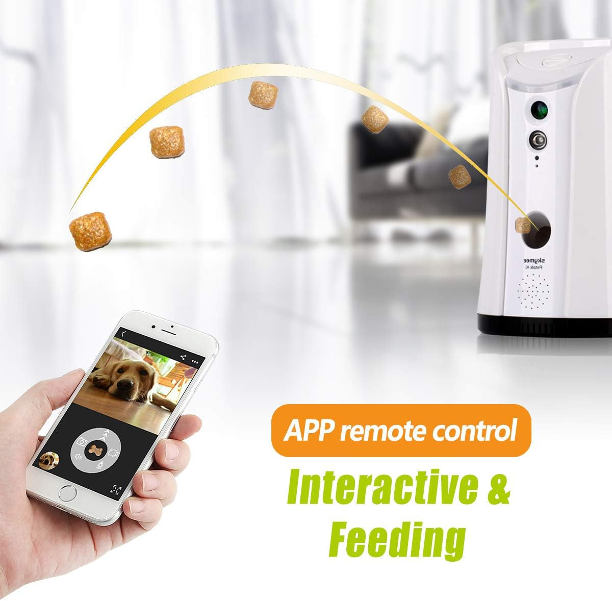 SM-02 Remote Pet Camera with Treat Dispenser, Two-Way Audio, Night Vision, and Alexa Compatibility
