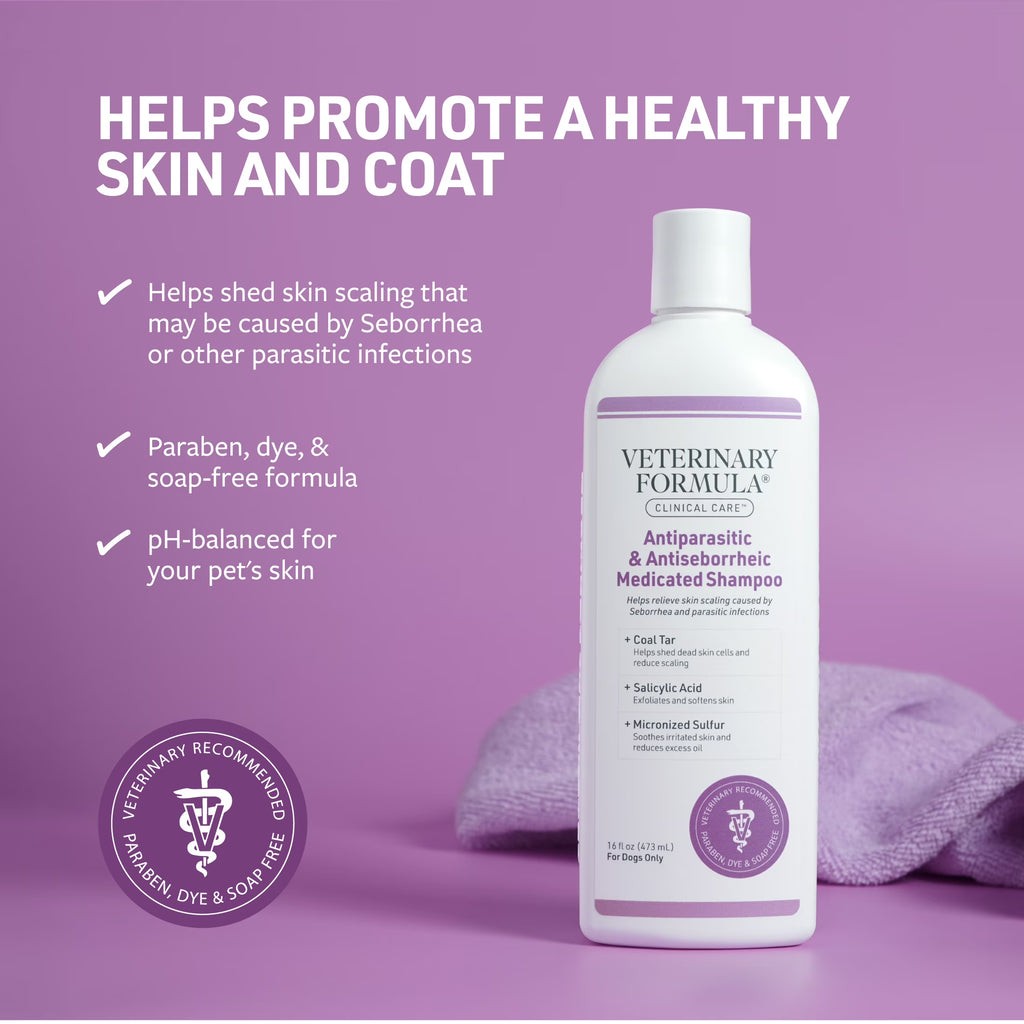 Clinical Care Antiparasitic and Antiseborrheic Shampoo for Dogs, 16 Fl Oz