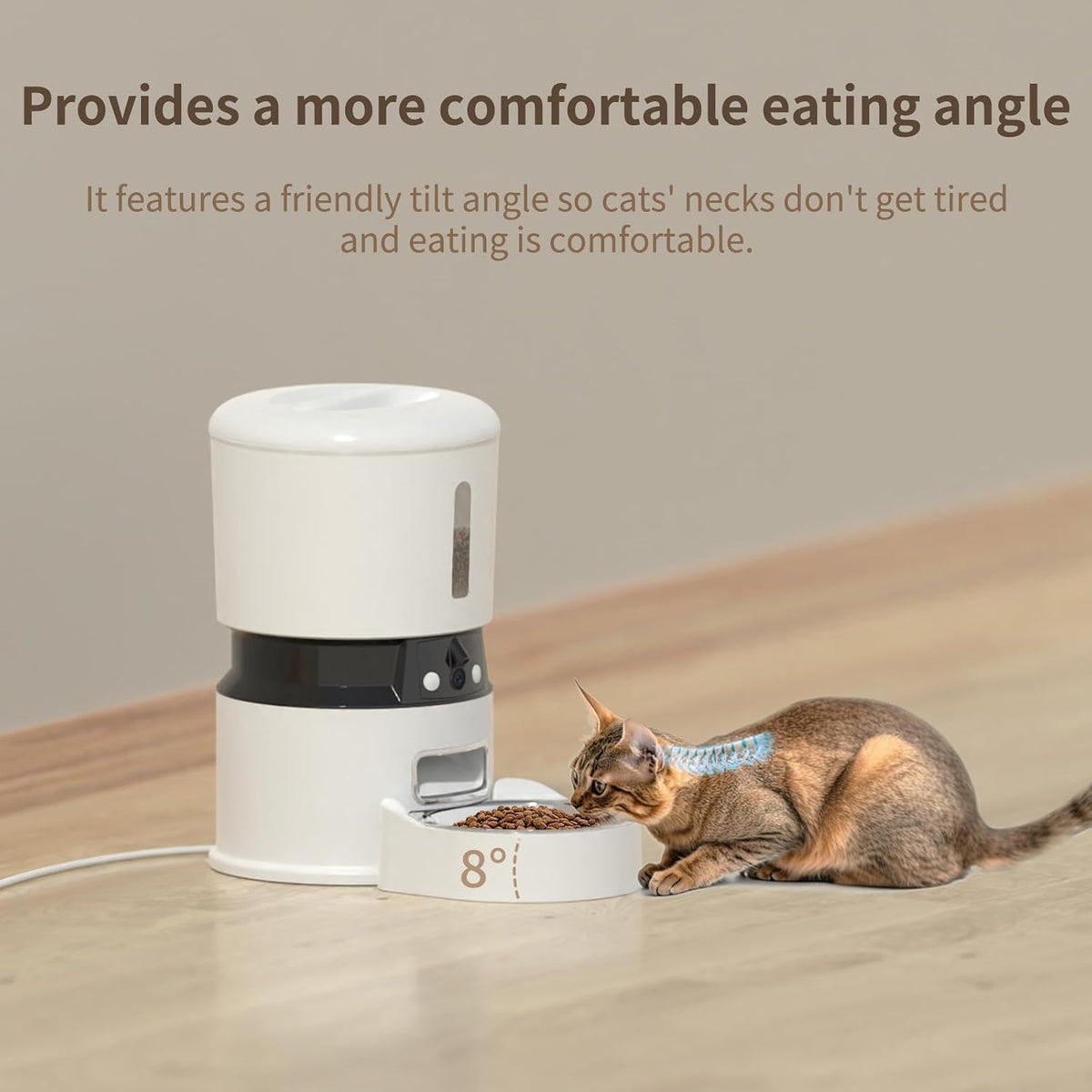 Automatic Cat Feeder with Dual 1080P HD Cameras, Night Vision, Two-Way Audio, Smart Wi-Fi Connectivity, Programmable Schedule, and Slow Feed Bowl - White