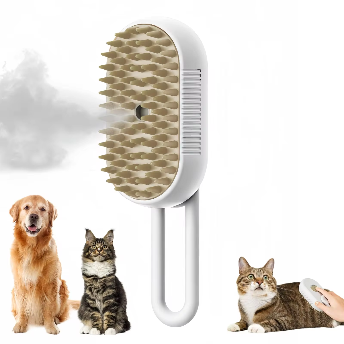 3-in-1 Electric Pet Grooming Brush with Steam and Spray Function for Cats and Dogs - Hair Removal and Massage Comb