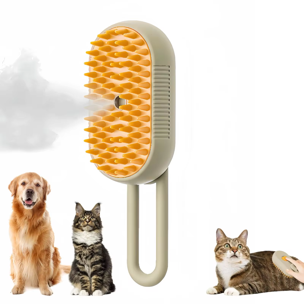 3-in-1 Electric Pet Grooming Brush with Steam and Spray Function for Cats and Dogs - Hair Removal and Massage Comb