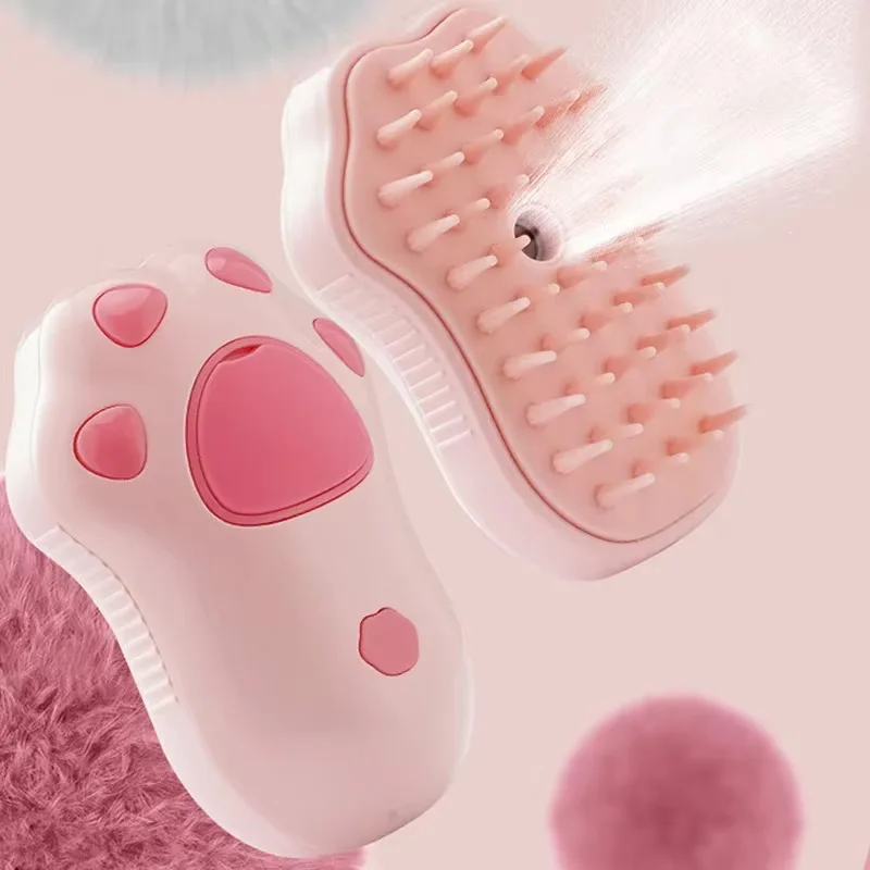 3-in-1 Electric Pet Grooming Brush with Steam and Spray Function for Cats and Dogs - Hair Removal and Massage Comb
