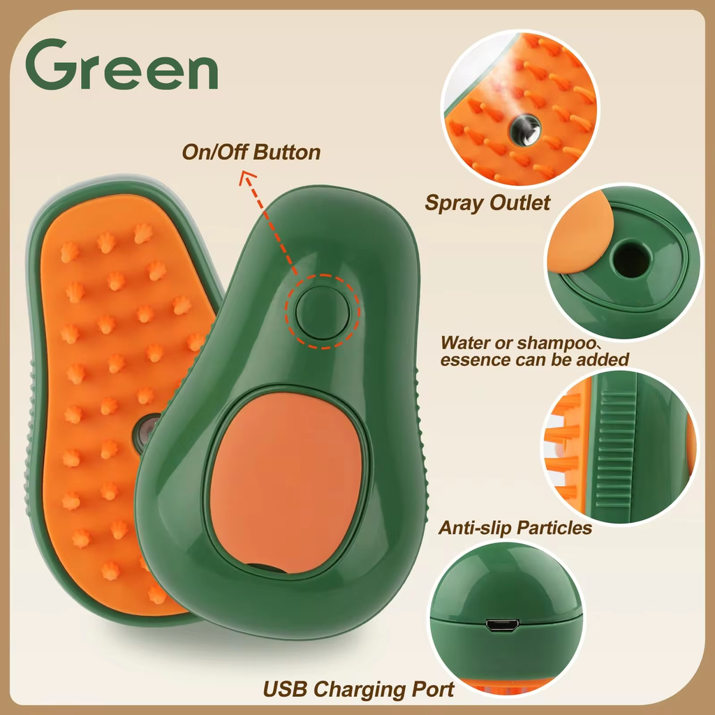 3-in-1 Electric Pet Grooming Brush with Steam and Spray Function for Cats and Dogs - Hair Removal and Massage Comb