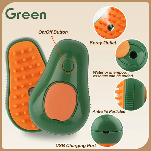 3-in-1 Electric Pet Grooming Brush with Steam and Spray Function for Cats and Dogs - Hair Removal and Massage Comb