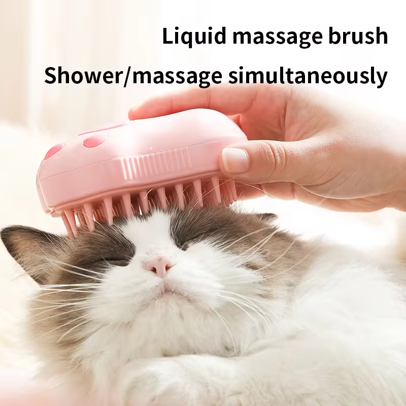 3-in-1 Electric Pet Grooming Brush with Steam and Spray Function for Cats and Dogs - Hair Removal and Massage Comb