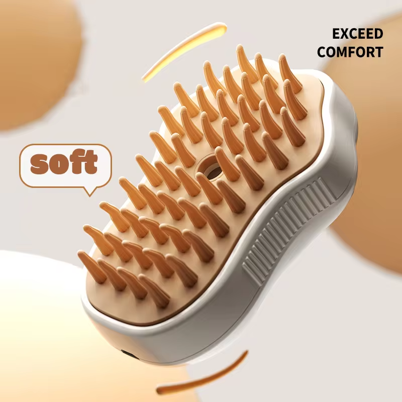 3-in-1 Electric Pet Grooming Brush with Steam and Spray Function for Cats and Dogs - Hair Removal and Massage Comb