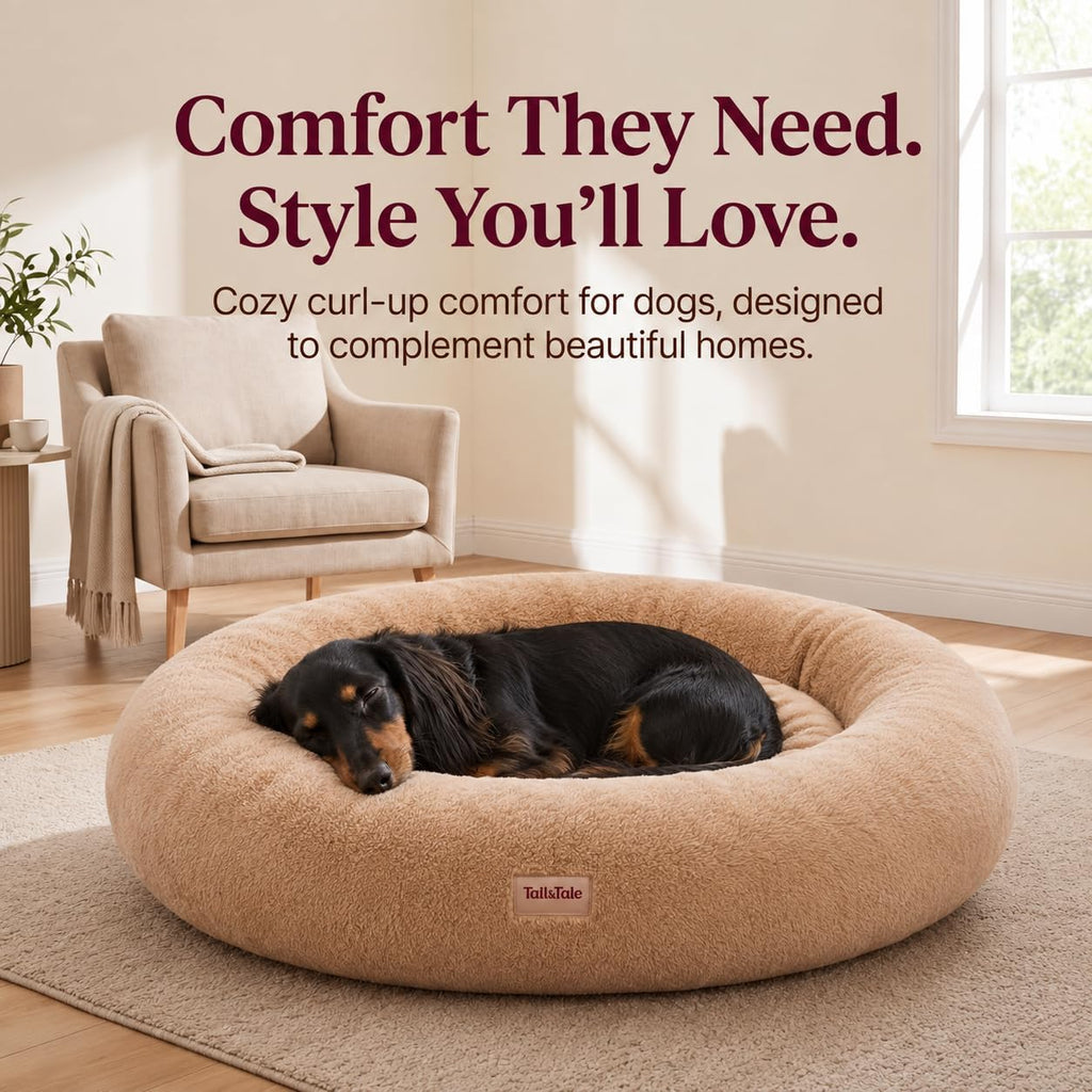 Orthopedic Memory Foam Donut Bed for Small Dogs - Cooling and Washable Design