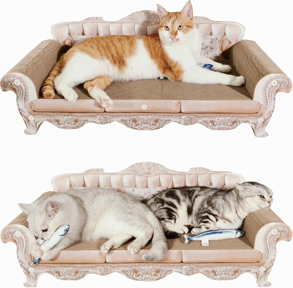 31.5-Inch Extra Large Cat Scratching Sofa with Durable Cardboard Lounge Bed