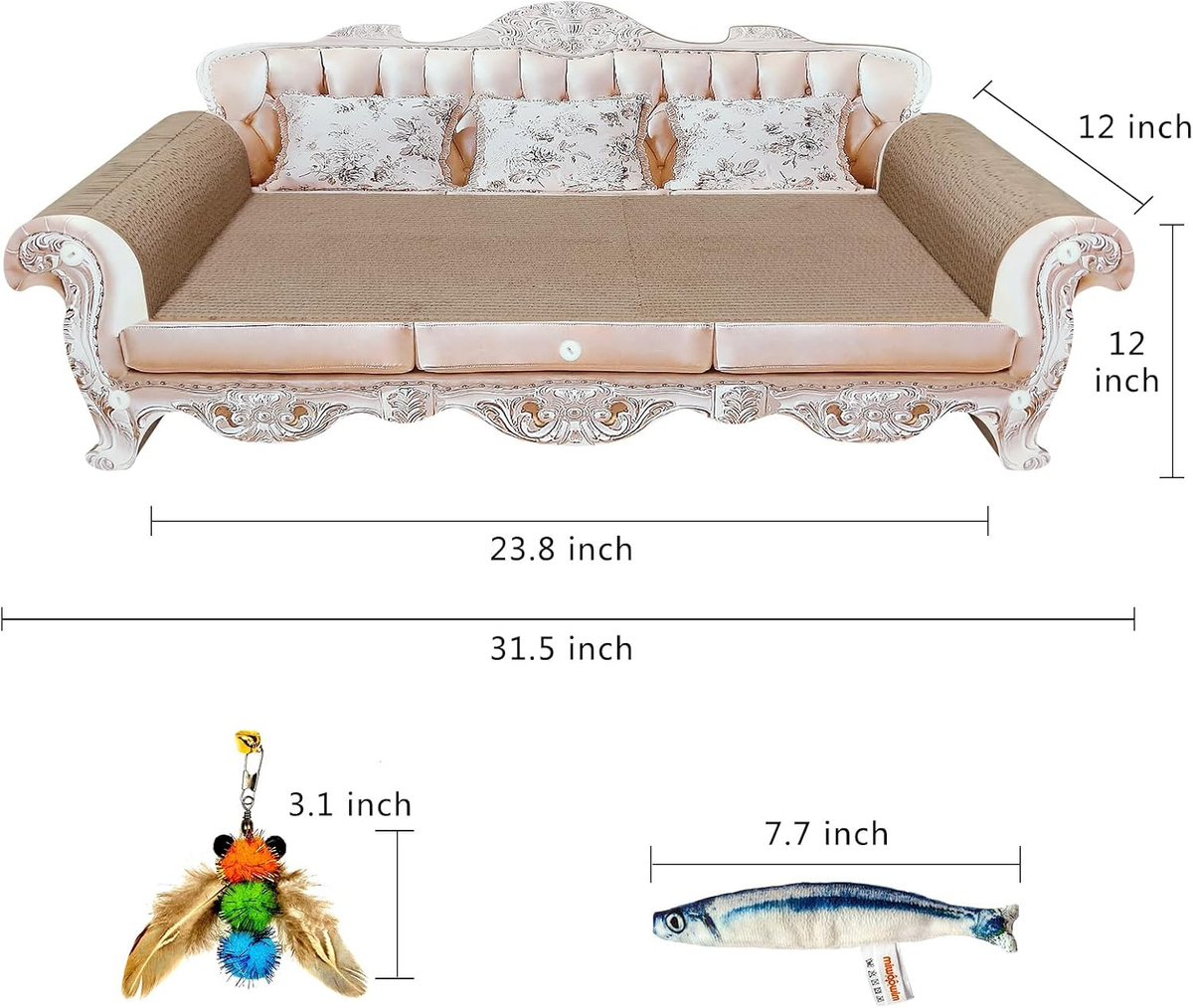 31.5-Inch Extra Large Cat Scratching Sofa with Durable Cardboard Lounge Bed