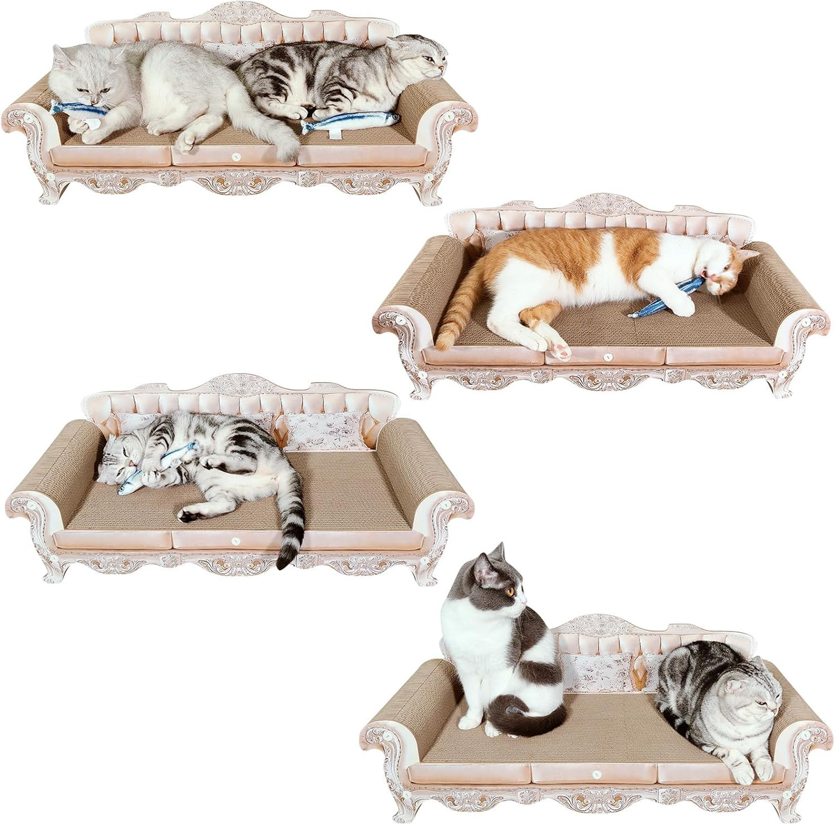 31.5-Inch Extra Large Cat Scratching Sofa with Durable Cardboard Lounge Bed