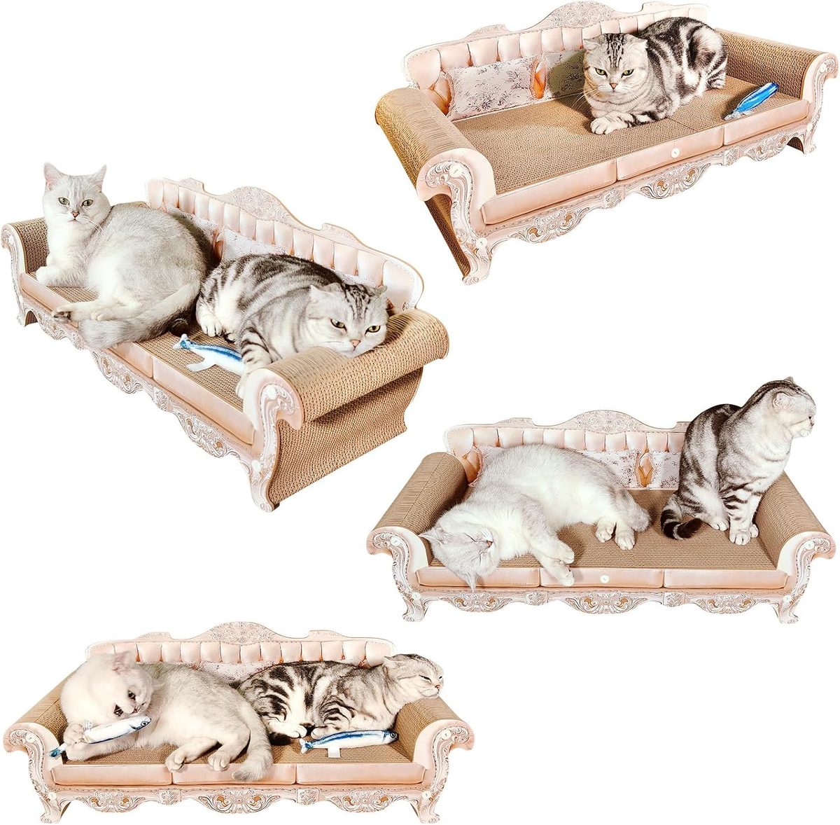 31.5-Inch Extra Large Cat Scratching Sofa with Durable Cardboard Lounge Bed