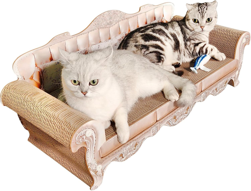 31.5-Inch Extra Large Cat Scratching Sofa with Durable Cardboard Lounge Bed