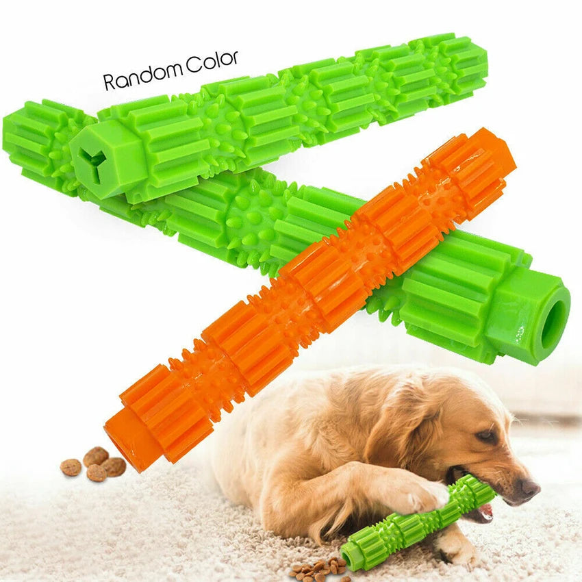 Durable Rubber Dog Chew Toy for Aggressive Chewers - Treat Dispensing and Teeth Cleaning with Squeaking Feature
