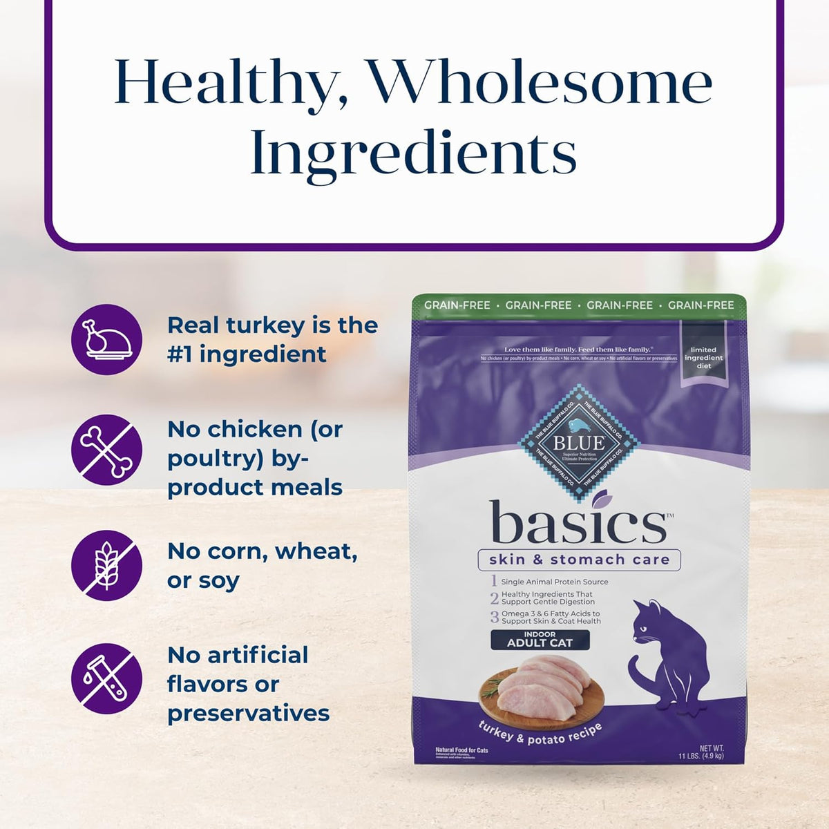 Basics Grain-Free Dry Cat Food with Turkey, 11 lbs