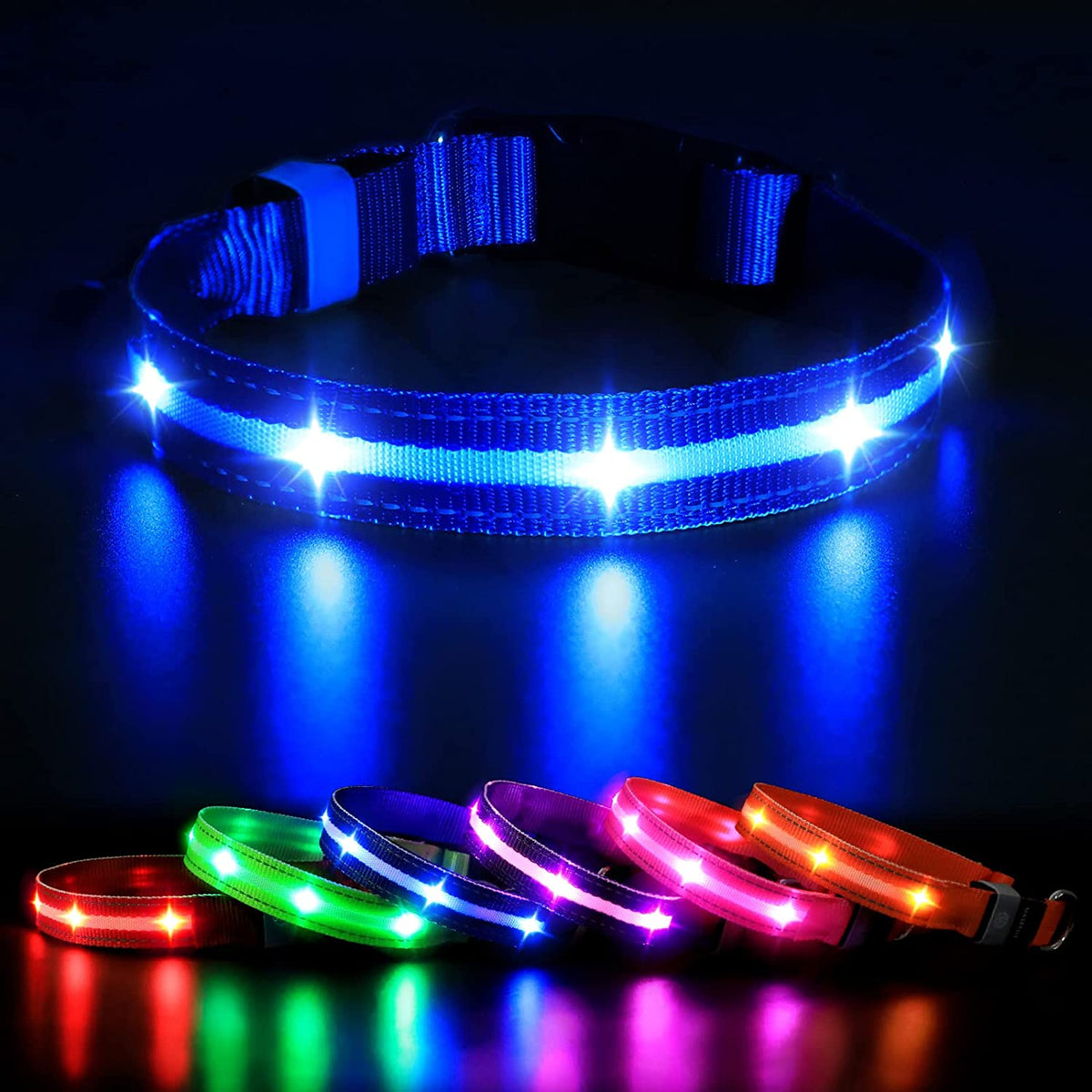 Rechargeable LED Dog Collar - Water-Resistant and Illuminated for Nighttime Walks