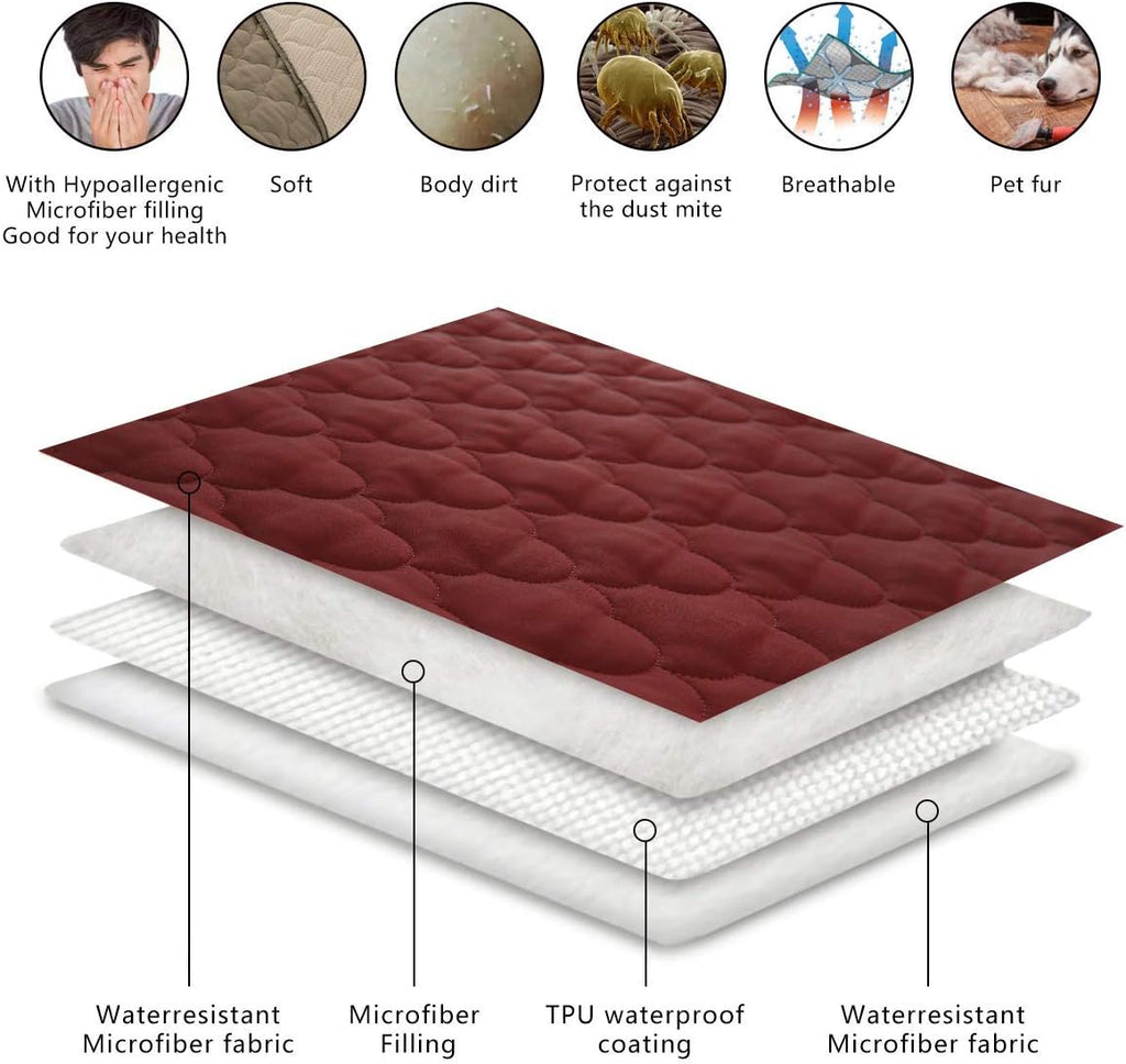 Washable Dog Bed Cover and Reversible Pee Pad Blanket for Large Dogs and Cats, 1 Piece (82" x 102", Burgundy)
