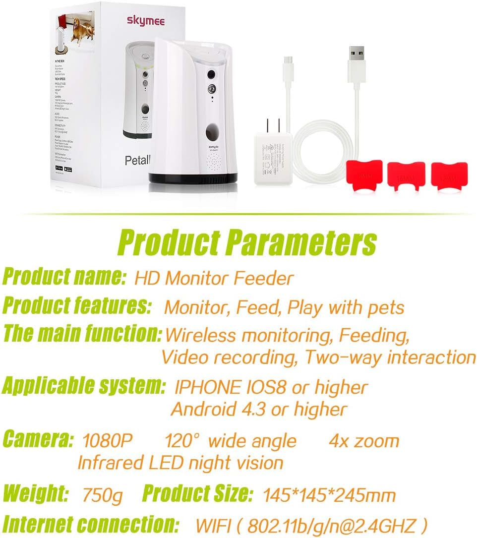 SM-02 Remote Pet Camera with Treat Dispenser, Two-Way Audio, Night Vision, and Alexa Compatibility