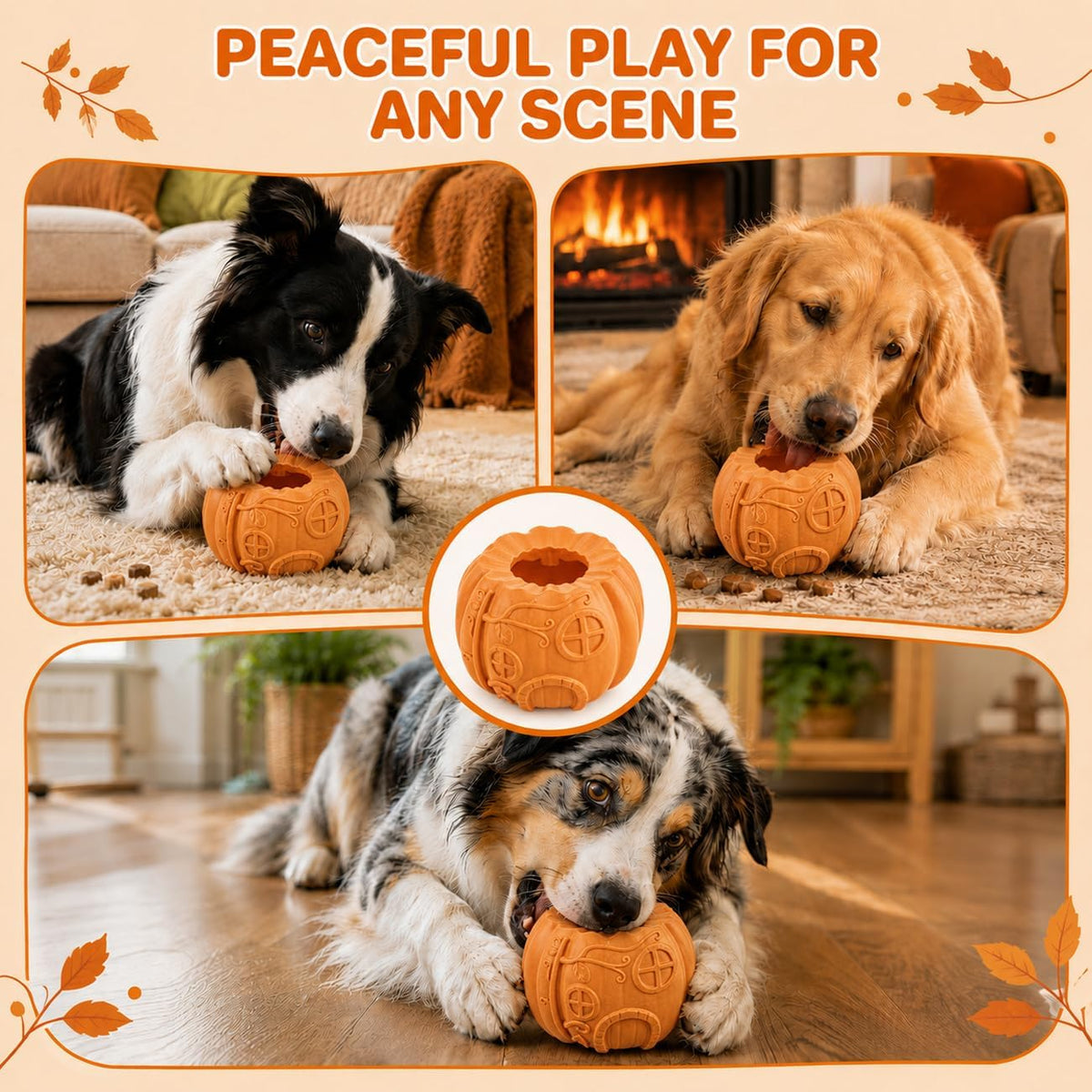 Pumpkin-Shaped Dog Treat Dispenser Toy Set with Freeze Bowls for Enrichment and Slow Feeding