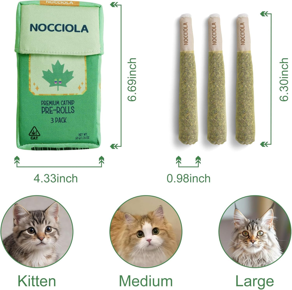 3-Pack Organic Catnip Toys for Cats - Safe Teething and Kicker Toys for Indoor Cats, Stress-Relieving Fun