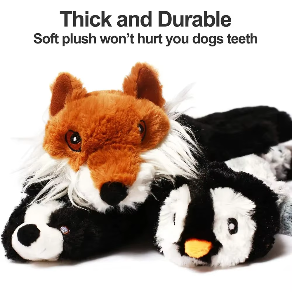 18-Inch Plush Simulated Animal Dog Chew Toy — Durable Squeaky Crinkle Stuffed Animal