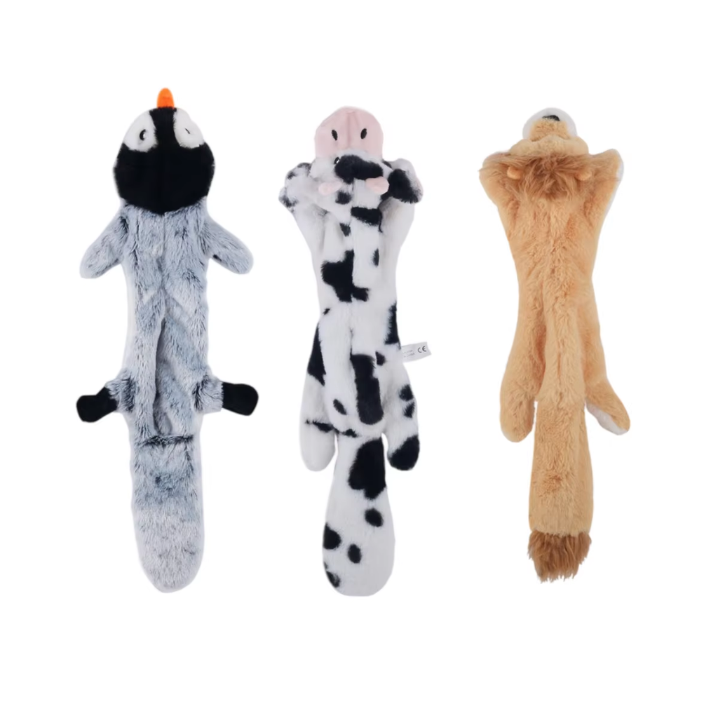 18-Inch Plush Simulated Animal Dog Chew Toy — Durable Squeaky Crinkle Stuffed Animal