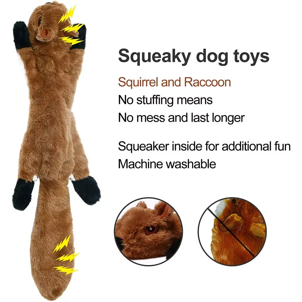 18-Inch Plush Simulated Animal Dog Chew Toy — Durable Squeaky Crinkle Stuffed Animal