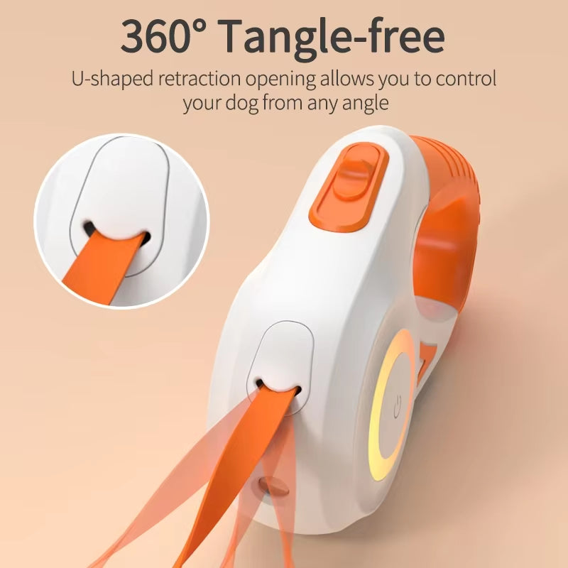 3/5M Automatic Dog Leash Retractable LED Luminous Leading Fashion Light Straps for Dog Puppy Pet Flexi Walking Running Lead