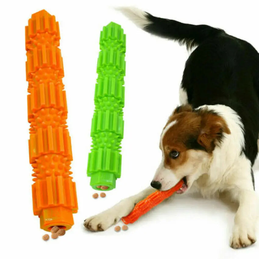 Durable Rubber Dog Chew Toy for Aggressive Chewers - Treat Dispensing and Teeth Cleaning with Squeaking Feature
