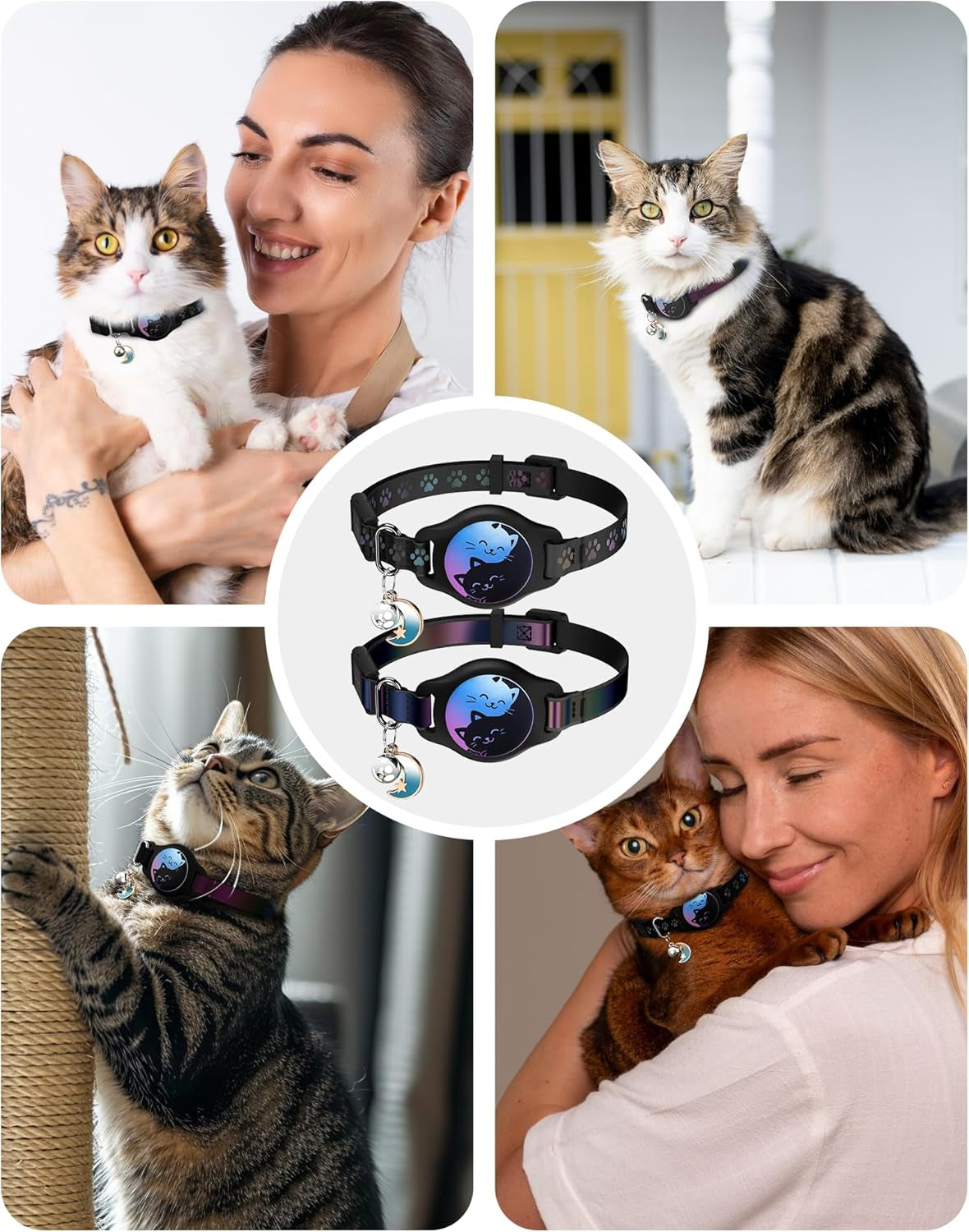 Breakaway Cat Collar with Apple AirTag Holder - 2 Pack