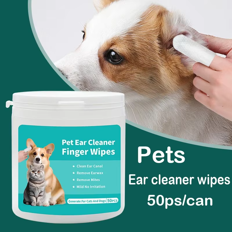 50-Pack Pet Ear Cleaning Wipes for Cats and Dogs - Fingertip Mite Removal and Care