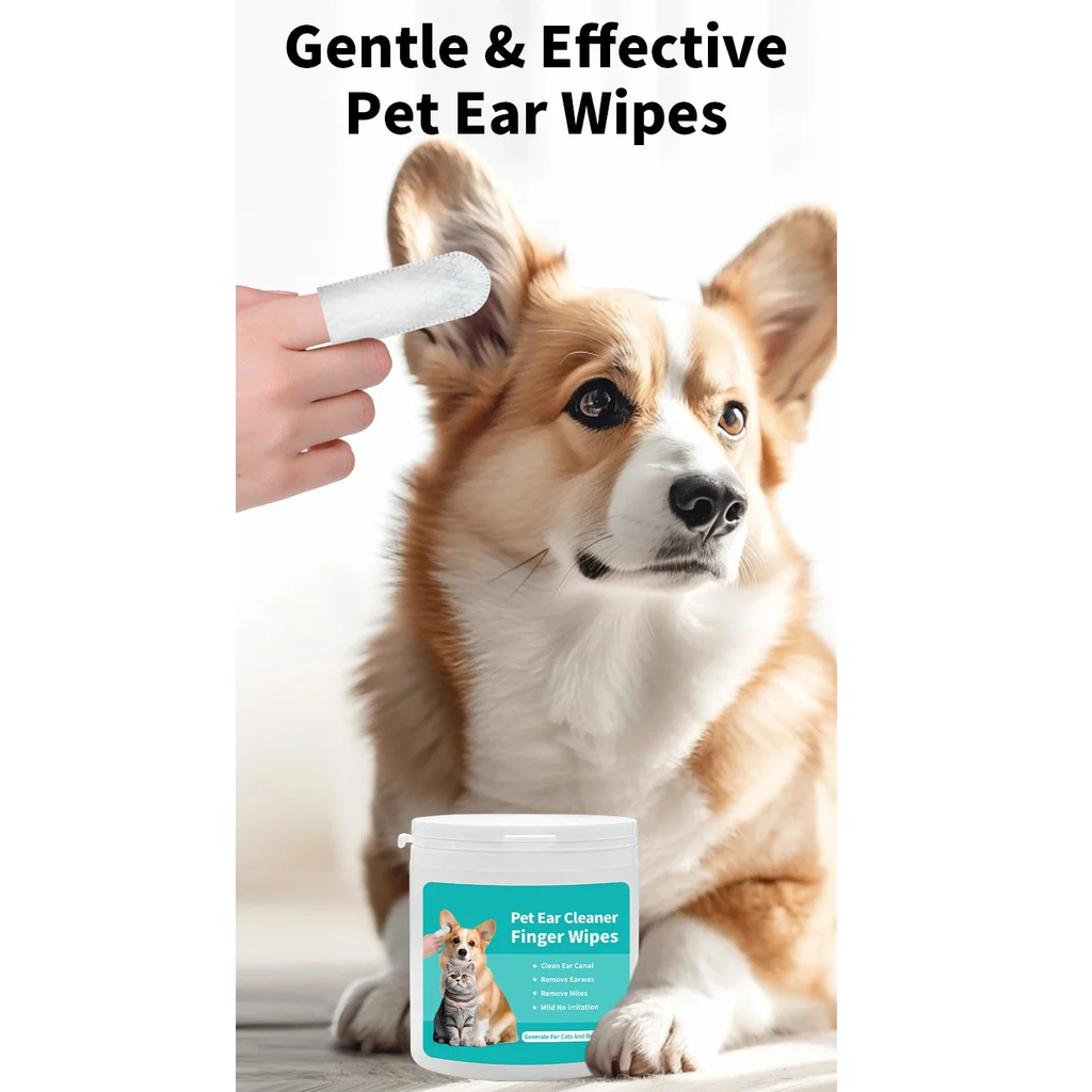 50-Pack Pet Ear Cleaning Wipes for Cats and Dogs - Fingertip Mite Removal and Care