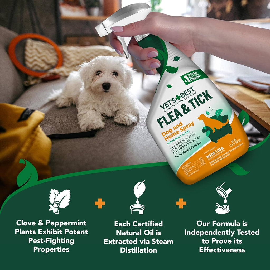 Natural Flea and Tick Indoor Home Spray for Dogs, 32 oz, 2-Pack