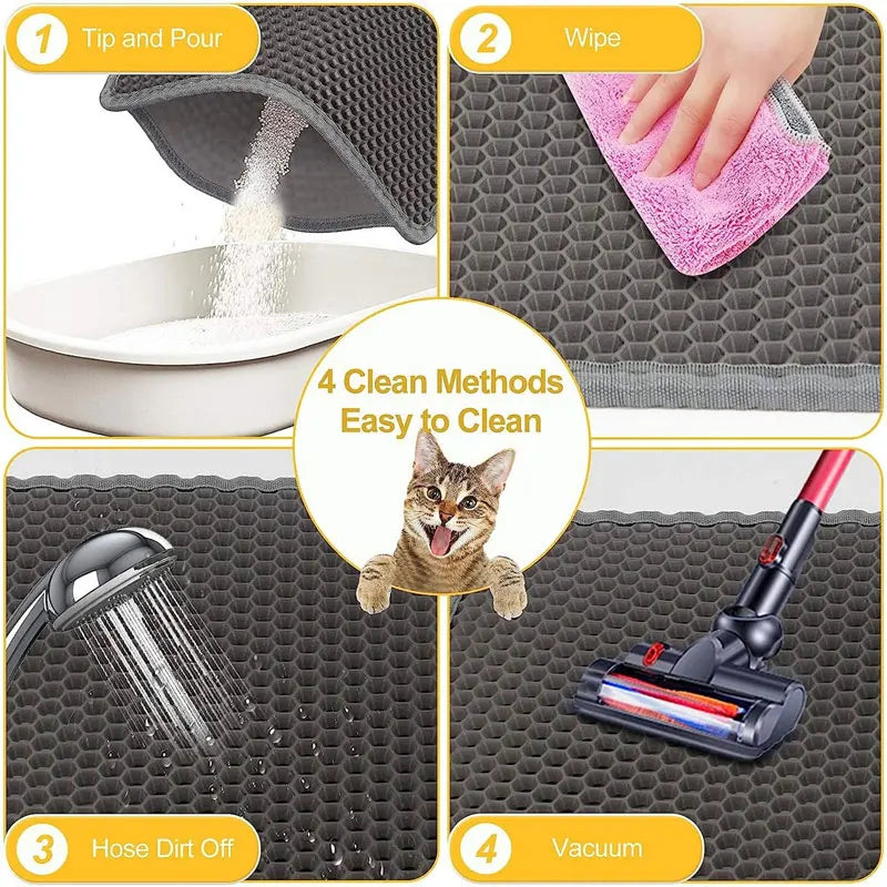 Waterproof Double Layer Cat Litter Mat for Effective Litter Trapping and Easy Cleaning - Essential Accessory for Cat Owners