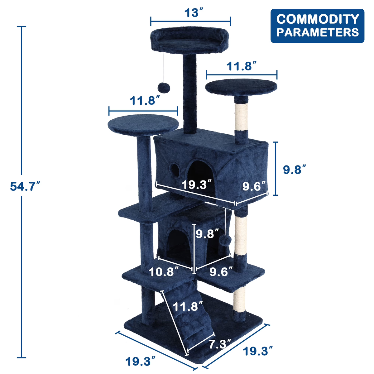 54-Inch Multi-Level Cat Tree Tower for Small to Medium Cats with Scratching Posts and Condos for Indoor Play